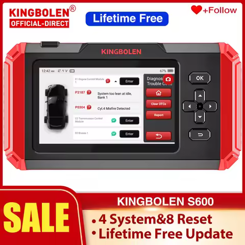 KINGBOLEN S600 OBD 2 SCanner Code Reader diagnostic tool 4 System 8 Resets lifetime free update pk L