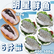 明星鮮魚6件組(金目鱸魚400-500g*4片+台南虱目魚肚170g*2片)