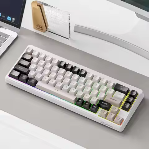 M68 Gaming Wireless Keyboard, Tri-Mode Connection, PBT Ball Cap, Rainbow Light, Suitable for Compute