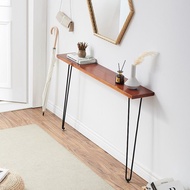 Nordic Solid Wood Entrance Foyer, Foyer Table Against The Wall, Table With Iron Craftsmanship, Ultra