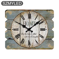 Rectangular Wooden Wall Clock Silent Non-ticking For Home Kitchen Living Room Bedroom Office Decor