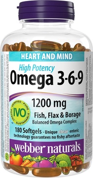 Dầu cá Omega 3-6-9 EPA/DHA 1200mg Webber Naturals 180 viên