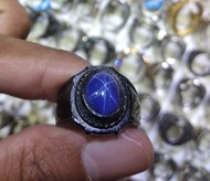 Cincin Titanium Tanam Hitam Batu American Star Biru HQ
