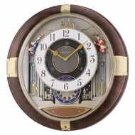 [Powermatic] Seiko Qxm333B Analog Brown Color White And Gold Dial Melodies In Motion Wall Clock