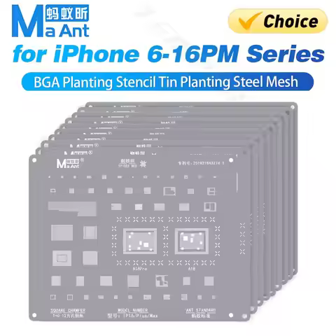 MaAnt A8-A18 PRO Chip CPU BGA Reballing Stencil Template Net For iPhone 6-16 Pro Max Series Hole Pla