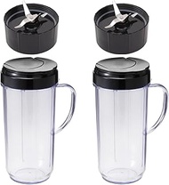 2 Pack Magic Bullet Blender Cups Set, WSYOLODY 2* Tall 22oz Cup with Flip Top To-Go Lid & 4 Fins Cro