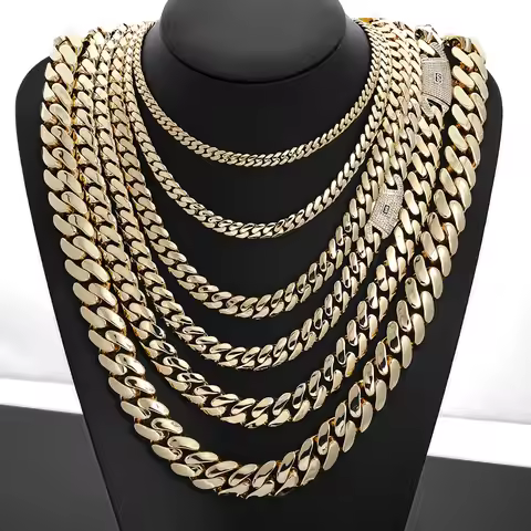 NY Hip Hop Jewelry Multiple Sizes Monaco Chain 14K Gold Plated 6/8/10/12/15MM Cuban Link Necklace fo