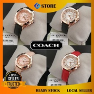 [100% Original] Coach Delancey Leather Dial Rose Gold-tone Ladies Watch Jam Tangan Wanita 14503188