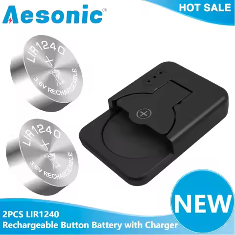 2PCS LIR1240 Rechargeable Button Battery with Charger for TWS Bluetooth Headphone Replaces CP1240 Ce