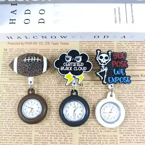 Cartoon Football Plastic PVC Nurse Doctor Badge Scroll Medical FOB Pocket Watch Clock