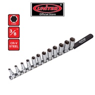 【UNITED】13pcs White Deep Socket ( 6 point x 3/8")