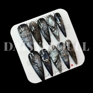 [S051] Nail box printed with y2k cross charm DAISY nail - fake nails printed with letters