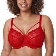 Womens ral Minimizer Plus Size Bras Full Coverage Uned Underwire Lace Bra B-DD E F G H I J K Cups 34