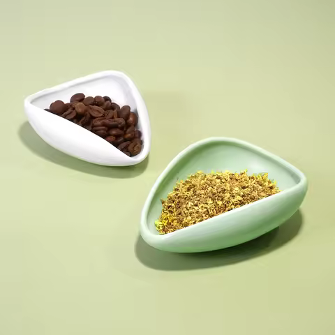 Coffee Bean Measuring Cup Ceramic Weighing Tray Coffee Powder Dosage Tray Suitable for Home Cafe Sim
