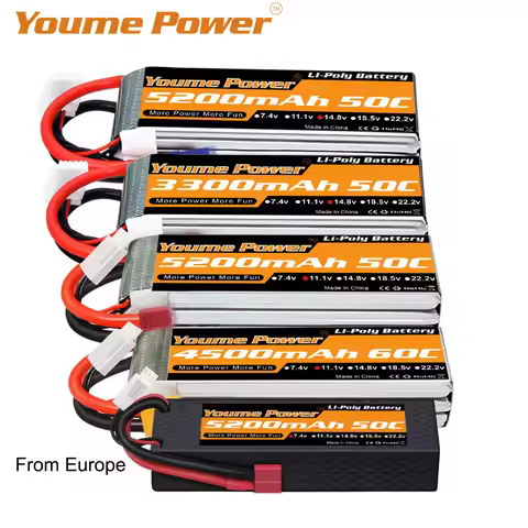 Youme 2S 3S 4S 6S Lipo Battery 3300mah 4500mah 5200mah 6200mah 6500mah 60C T Deans XT60 For FPV Airp