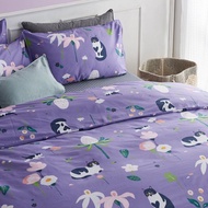 紫郁喵  單人雙人床單/床包 手繪貓咪40支純棉床品 枕套被套另購