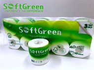 SoftGreen 4D ARTO Embossed 140g/Roll 3Ply Toilet Paper 10Rolls/Pack | FSC Certified 100% Natural Pre