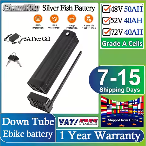48 volt 30ah 1000W Silver Fish battery ebike s26 750W 20ah lithium battery 36v 52v 60v 72v Electric 