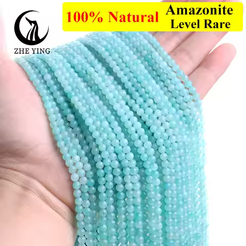 Zhe Ying 4mm Round Amazonite Beads Natural Round Loose Stone Beads for Jewelry Making DIY Bracelet A