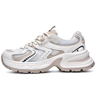 MISTERY รองเท้าคุณพ่อเพิ่มความสูง รองเท้าผ้าใบ ระบายอากาศ พื้นหนา ตาข่าย สีเทา (MIS-1555)