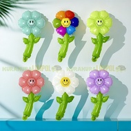 Daisy Flower Stick Foil Balloon Flower Leaf Hand Stick