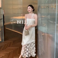 Glam dress with artificial flowers tulle super luxury casual party dress