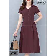 Đầm Nữ Thun Dáng Suông Dây Thắt Eo Sang Trọng N110  Thời Trang Trung Niên Thiều Hoa