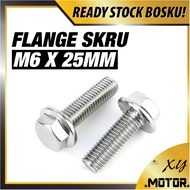 (1 BIJI) FLANGE SKRU M6 25MM PANJANG ENGINE COVER SKRU