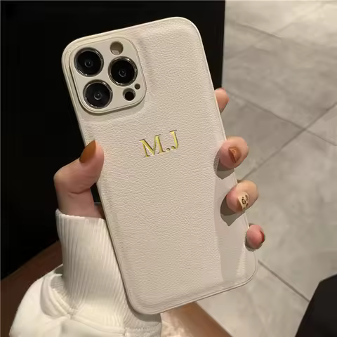Personalised Custom Name Case For iPhone18 17 16 15 14 13 12 11 Pro Max Initials Letters Leather Cov