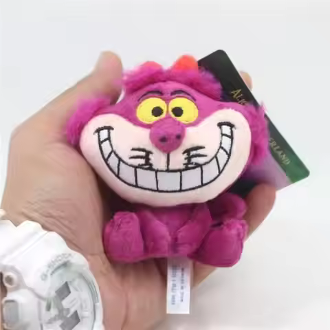 7Cm Disney Alice In Wonderland Sitting Posture Cheshire Cat Soft Plush Fill Keychain Backpack Hang O