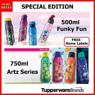 SG Local Authentic Tupperware Water Bottle 500ml Funky Fun 750ml Artz Series Eco Bottle Flip Top BPA Free Bottle Stand