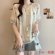 Ym Chinese Embroidered Shirt - Light Short Sleeve for Summer 2025