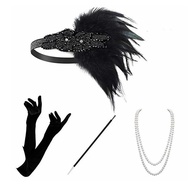 1920S Great Gatsby Accessories Set For Women 20S Costume Flapper Headband Pearl Necklace Bracelet Ea