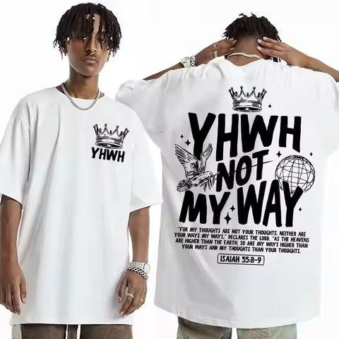 YHWH Not My Way Retro Bible T-shirt Minimal Christian Streetwear Jesus T Shirts Men Women Fashion Ae