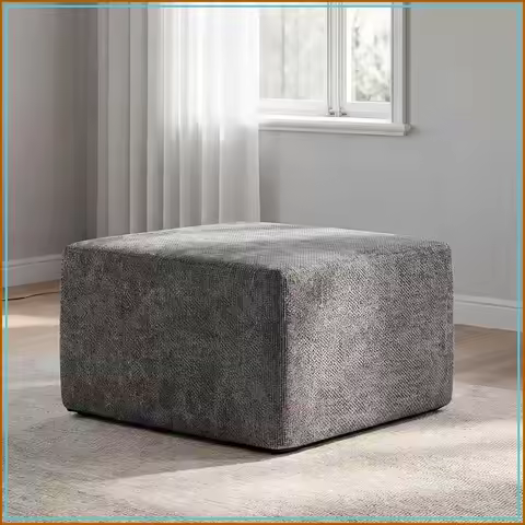 27.5" Square Ottoman Foot Rest, Modular Accent Stool for Living Room, Grey