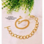 Gold Cop 916(2 Hand Chain,1 Ring), Gold Set Cop 916