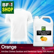 Antibacterial Clothes Sanitizer and Deodorizer Spray (ABCSD) - 75% Alcohol with Orange - 5L