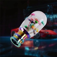 Generic JDM Clear Crystal Real Flower Stick Neo Chrome Base Manual Gear Stick Transmission Shift Kno