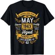 Men's cotton T-shirt 62nd Birthday The Real Legends May 1963 62 Years Old For Men T-Shirt Fast Shipp