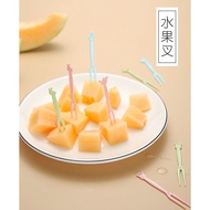Fruit Fruit Fork Fruit Pick Disposable Plastic Fruit Fork Two-tooth Household Fruit Cake Dessert For