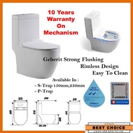 PUB Approved Baron W818 Rimless One Piece Toilet Bowl With Geberit Flushing System White only WC