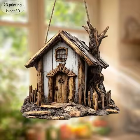 10in Flat-printed farmhouse wooden house wooden wall hanging house design home porch decoration rura