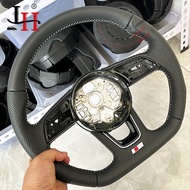 For Audi RS3 RS4 RS5 A3 A4 B9 A5 S3 S4 S5 2017-2021 Fully Perforated Leather Steering Wheel