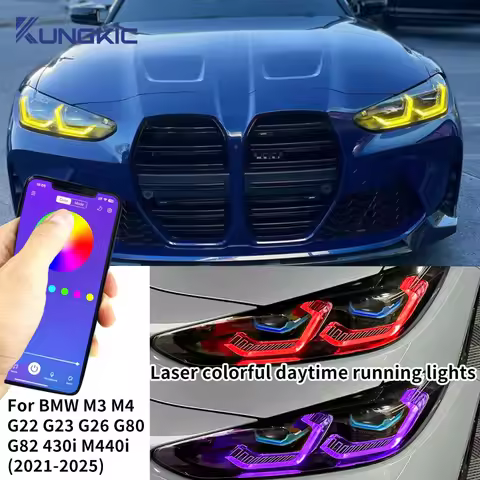 For BMW M3 M4 G22 G23 G26 G80 G82 430i M440i 2021-2025 RGB Yellow Blue Red DRL LED Unit Laser Headli