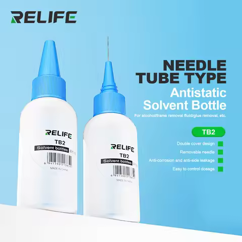 RELIFE TB2 50ML Empty Needle-Tube Solvent Bottle Plastic Squeeze Bottle for Alcohol/Frame Removal Fl