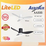 AEROAIR AA335 Ceiling Fan with ABS Blades, DC Motor, 6 Speeds & Reversible Function (35", 46", 52")