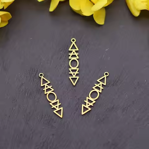 3pcs Simple Line Balancing The Four Elements Symbols Stainless Steel Hollow Pendant for Jewelry Maki