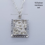 *Ready stock*Original 925 silver necklace + pendant dragon perak tulen rantai +.loket naga