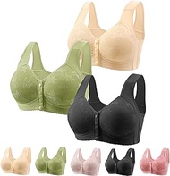 Bras for Older Women Button Front Cotton Bras Comfortable Comfortable Button Bra Underwear (3pcs/B, 