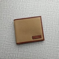 日版 Polo Ralph Lauren 啡色皮革拼帆布 短型 銀包